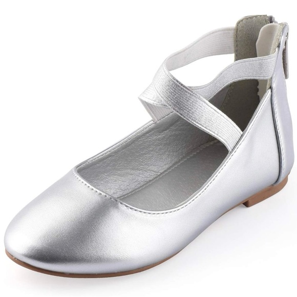 Nova Utopia Toddler Little Girls Dress Ballet Ankle Strap Flat Shoes in Silver - Picture 8 of 8